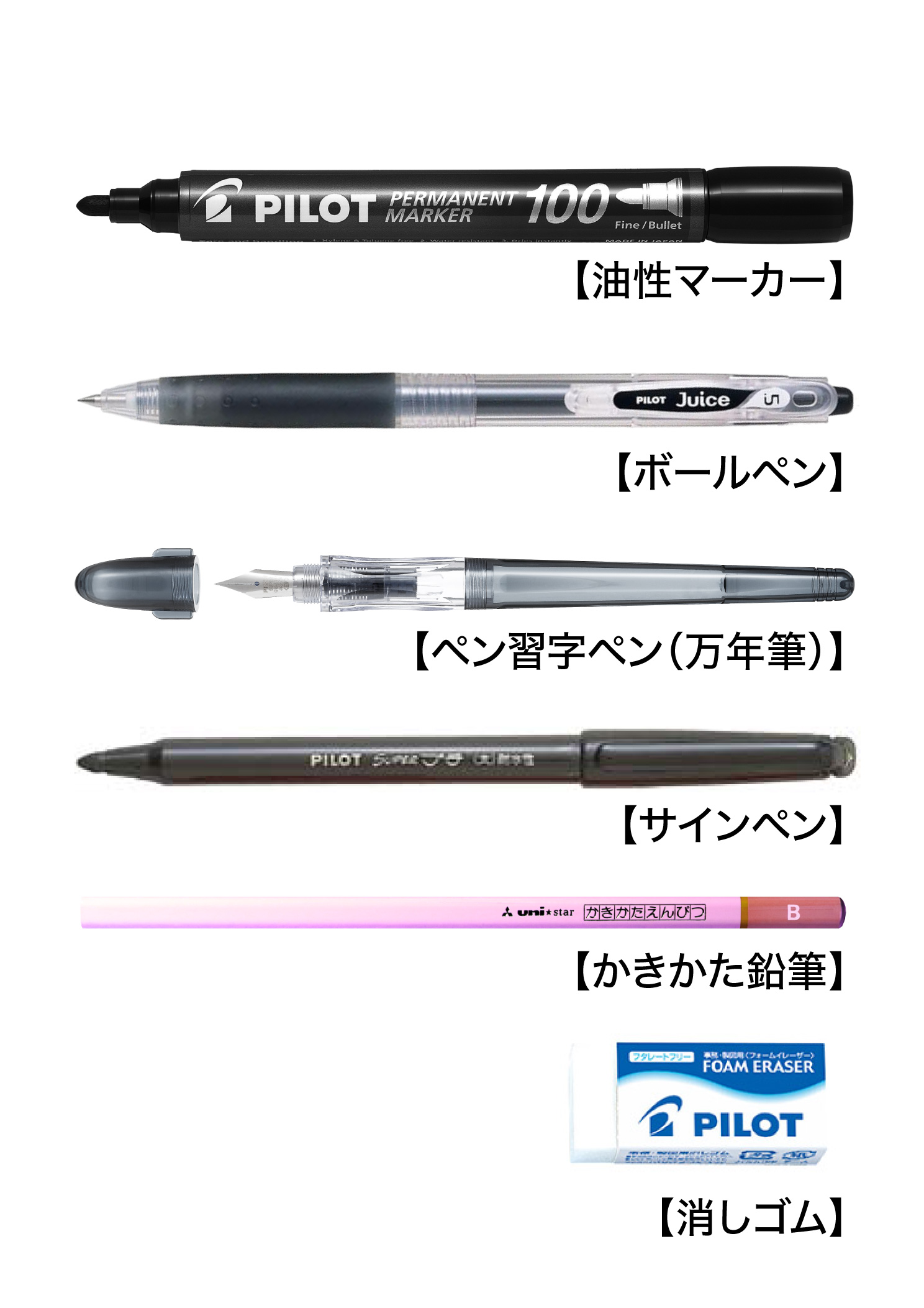 硬筆書写技能検定　筆記用具セット
